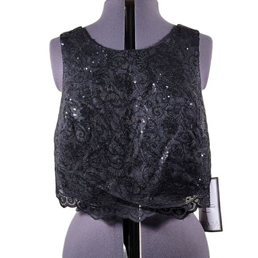 City Studio Sequin Crop Top Blouse Sz 14W